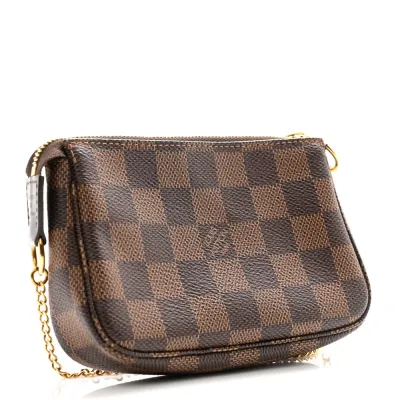 Louis Vuitton Mini Pochette Accessoires Damier Ebene Canvas Gold Hardware