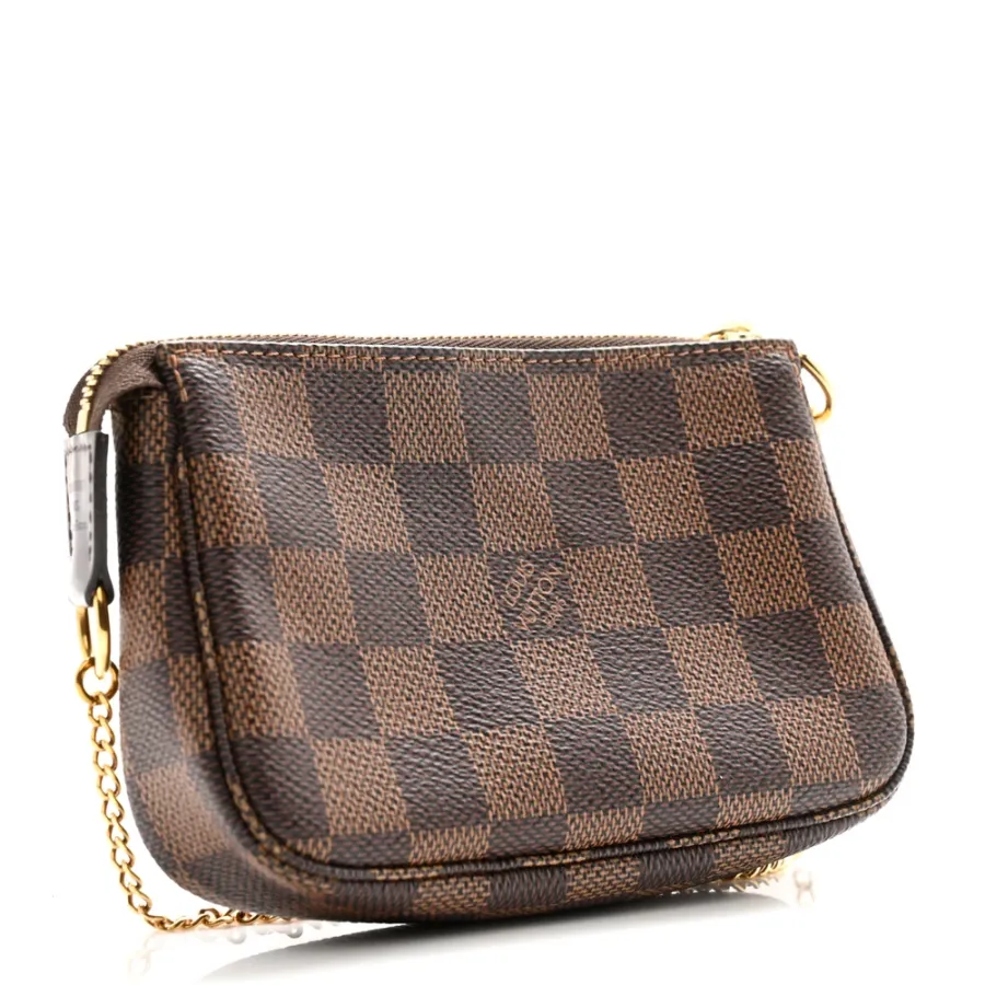 Louis Vuitton Mini Pochette Accessoires Damier Ebene Canvas Gold Hardware