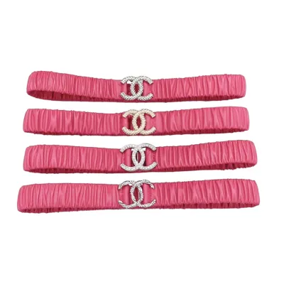 Chanel Women's CC Various Buckles Belt In Pink Lambskin With Gold/Silver Hardware 30mm