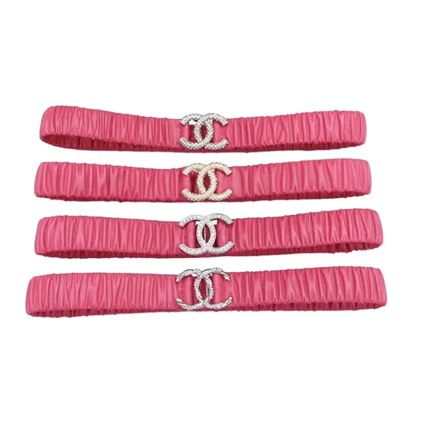 Chanel Women's CC Various Buckles Belt In Pink Lambskin With Gold/Silver Hardware 30mm - Image 9