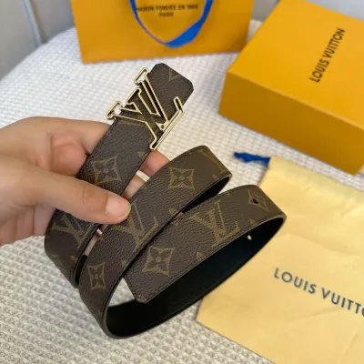 Louis Vuitton Women's Contouring Reversible Belt In Black/Red/Brown Calfskin And Monogram Canvas With Gold/Silver Hardware 30mm