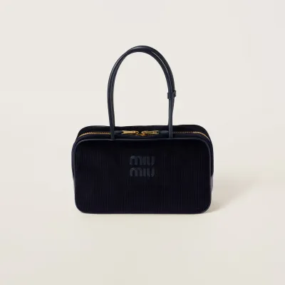 Miu Miu Aventure Nappa Corduroy Blue Top-Handle Bags