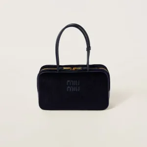 Miu Miu Aventure Nappa Corduroy Blue Top-Handle Bags