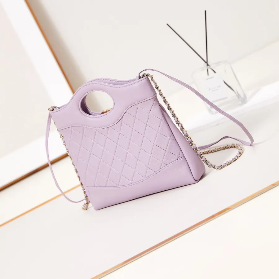 Chanel Oil Wax Leather Purple Crossbody Bags