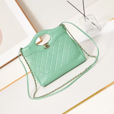 Chanel Oil Wax Leather Green Crossbody Bags
