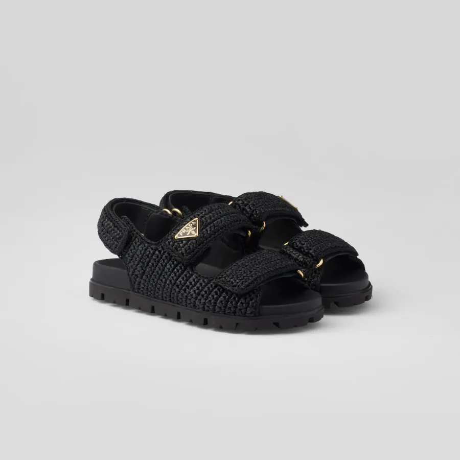 PRADA Black crocheted sandals
