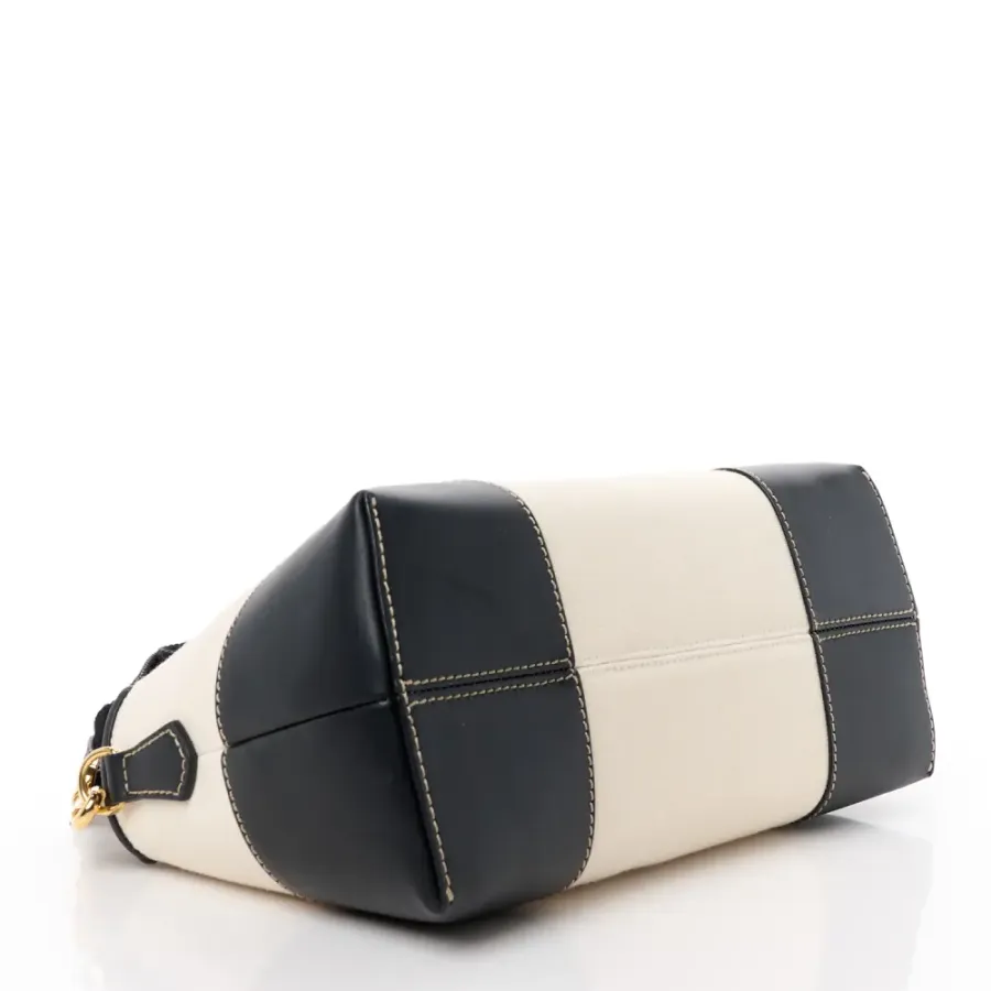 Fendi Medium Logo Embroidered By The Way Boston Bag Grezzo/Black Canvas & King Vitello Leather Gold Hardware