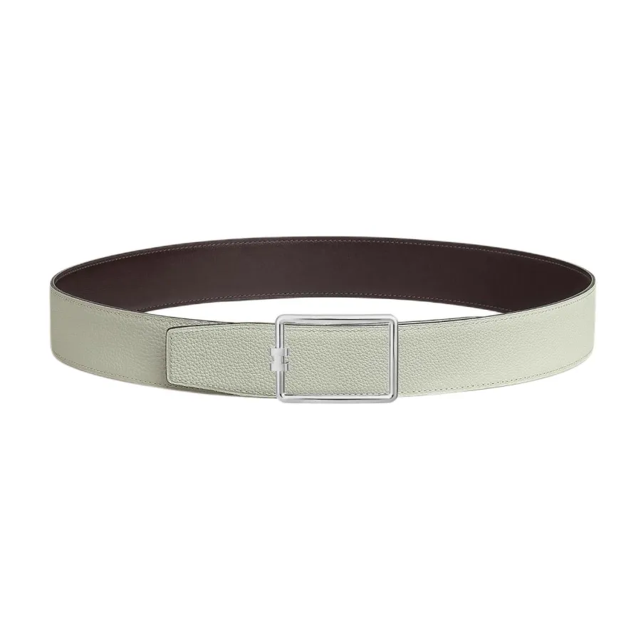 Hermès Men' s Tube H Buckle Reversible Belt In Brown/White Evercolor Calfskin With Gold/Silver Hardware 38mm
