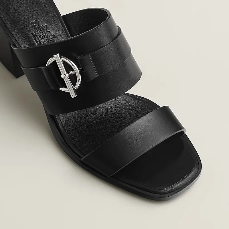 HERMES Kute Slippers High-heeled slippers Black High Heels Sandal