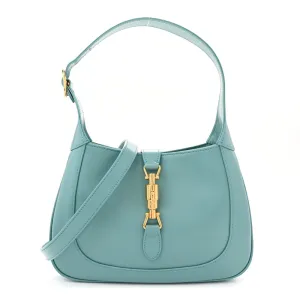Gucci Small Bi-Color Jackie 1961 Hobo Dusty Azure Boarded Dyana Lux Calfskin Leather Brass Hardware
