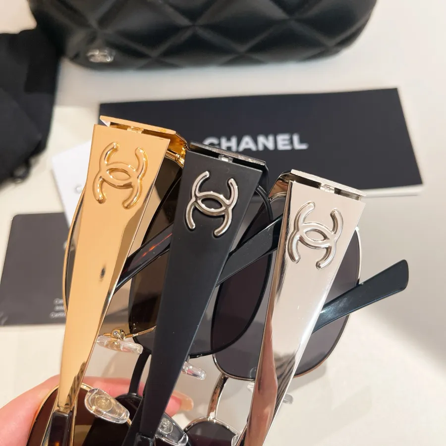 CHANEL square frame glasses gold/black gold/black silver/silver/gold transparent lenses/black color size 56口16-130