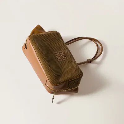 Miu Miu Aventure Nappa Corduroy Beige Brown Top-Handle Bags