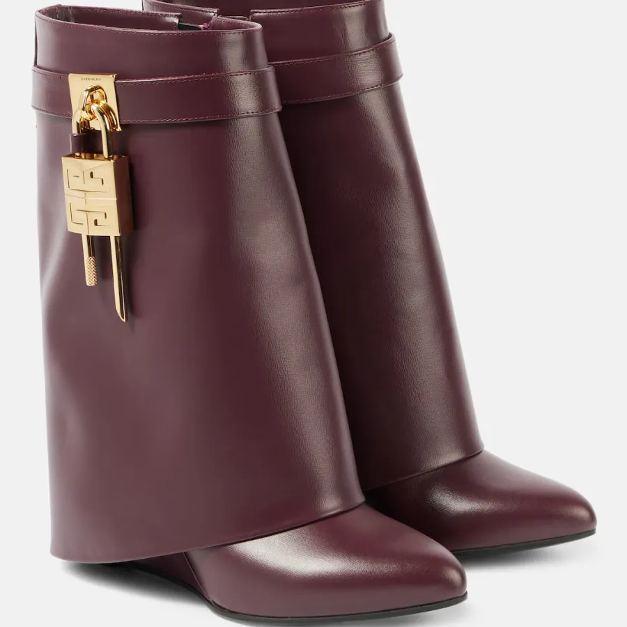 GIVENCHY Burgundy leather ankle boots