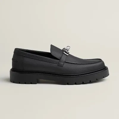 HERMES Icone Black Loafers