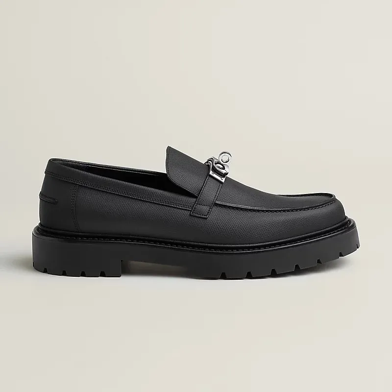 HERMES Icone Black Loafers