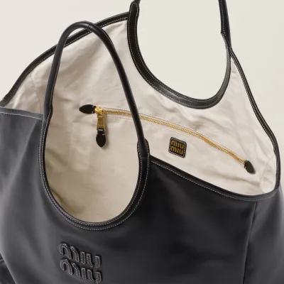 Miu Miu Calfskin Leather Black Shoulder Bags