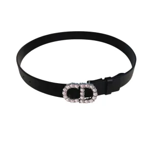 Dior Women' s 30 Montaigne Buckle With Crystals Belt In Black/Mustard/White/Blue Calfskin With Gold/Silver Hardware 30mm