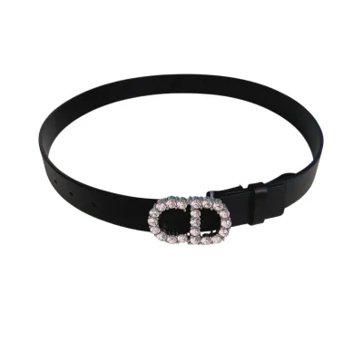 Dior Women' s 30 Montaigne Buckle With Crystals Belt In Black/Mustard/White/Blue Calfskin With Gold/Silver Hardware 30mm