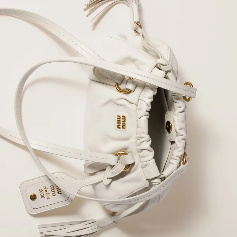 Miu Miu Joie Nappa Quilted Lambskin Leather white Shoulder Bags