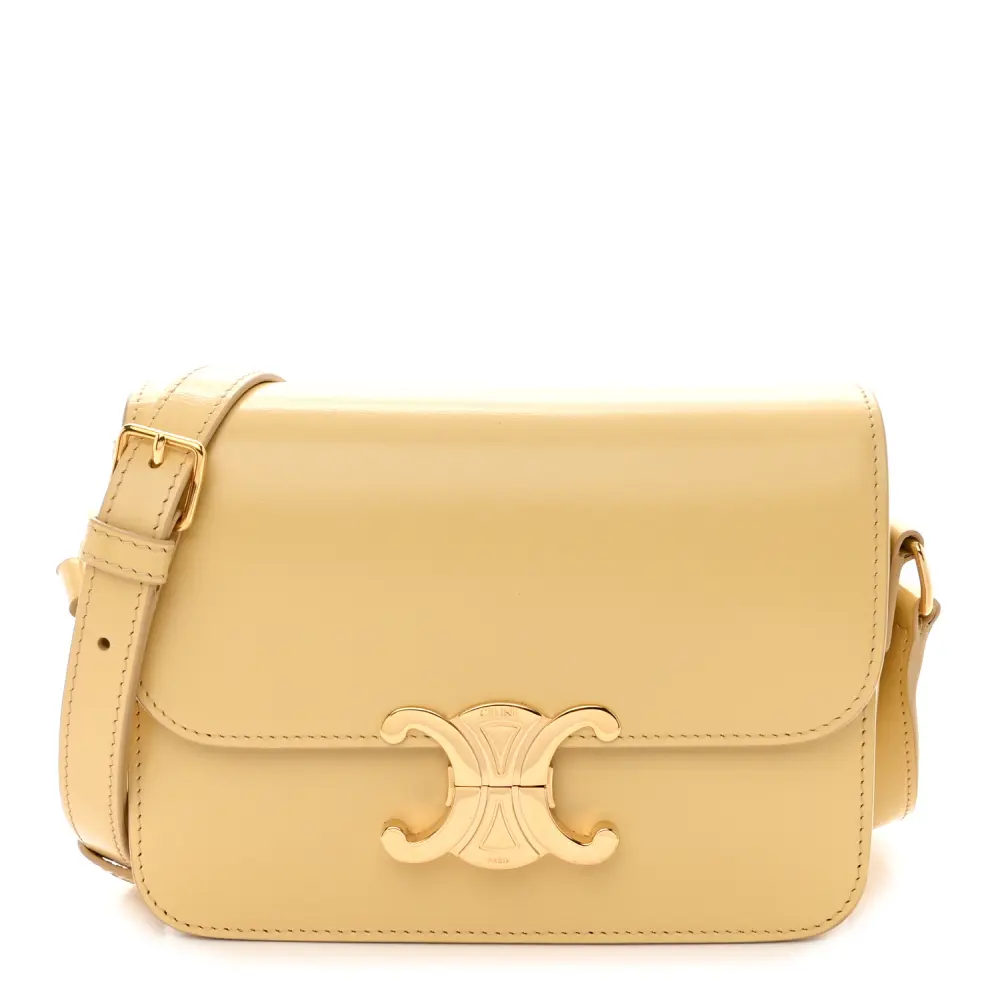 Celine Small Teen Triomphe Bag Pollen Shiny Calfskin Leather Gold Hardware