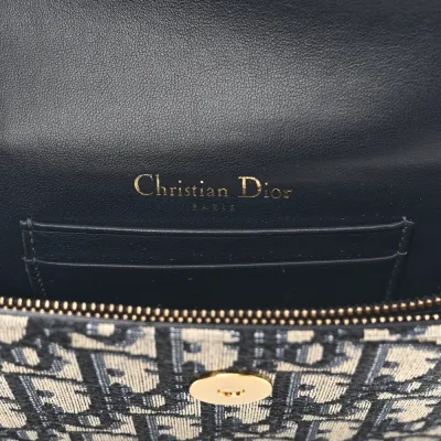 Dior Mini Saddle Belt Bag Blue Oblique Canvas Brass Hardware