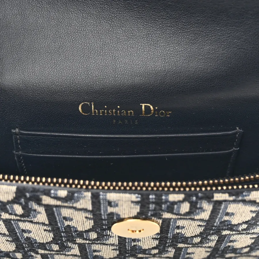 Dior Mini Saddle Belt Bag Blue Oblique Canvas Brass Hardware