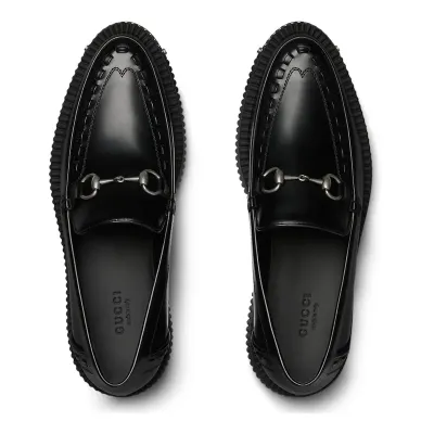 Gucci black thick bottom loafers