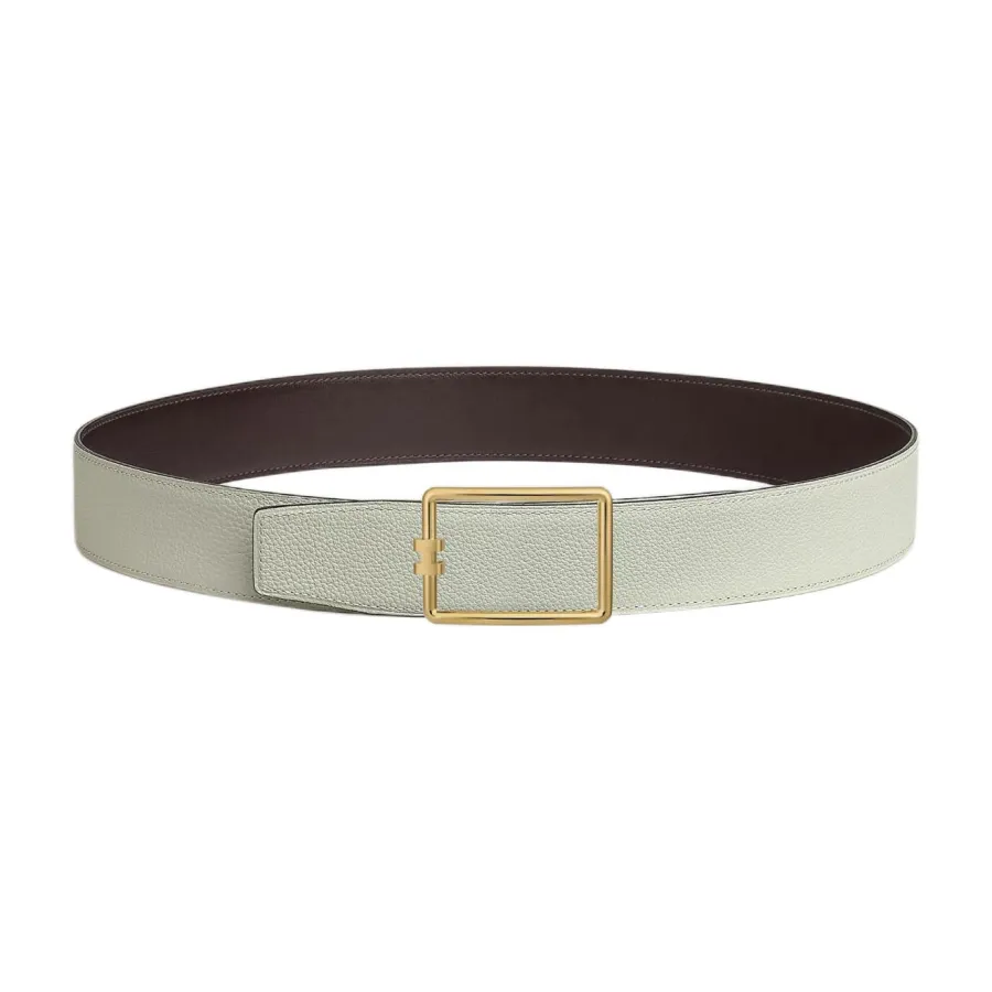 Hermès Men' s Tube H Buckle Reversible Belt In Brown/White Evercolor Calfskin With Gold/Silver Hardware 38mm