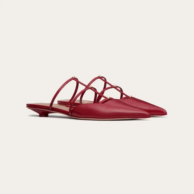 VALENTINO Red Calfskin microheeled Mill slippers