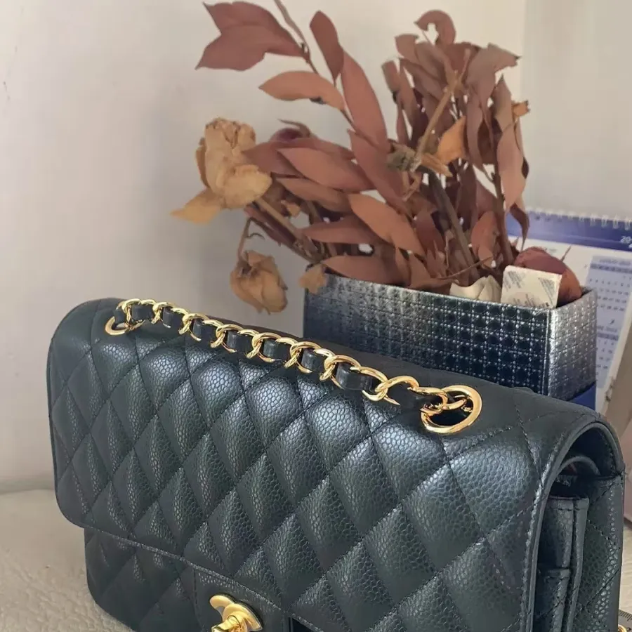 Chanel Double Flap Caviar Black Designer Handbags photo review