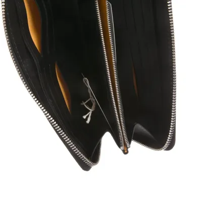 Goyard Large Matignon Continental Wallet Black Goyardine Printed Canvas Silver Hardware