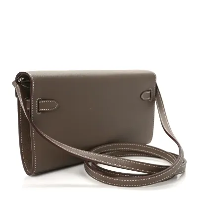 Hermès Kelly Wallet To Go Etoupe Evercolor Leather Palladium Hardware