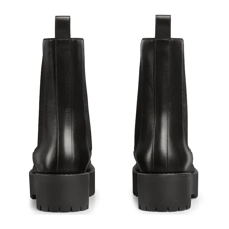 Gucci black Groove sole horseneck buckle boots