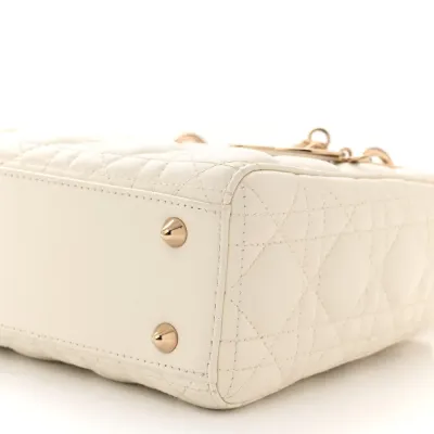 Dior Small My ABCDior Lady Dior White Cannage Lambskin Leather Gold Hardware