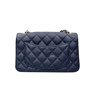 Chanel Double Flap Jumbo Blue Quilted Caviar Leather Gold Hardware