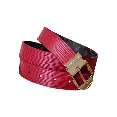 Louis Vuitton Women's Timeless Epi Belt In Black/Red/Pink Calfskin And Monogram Canvas With Gold/Silver Hardware 30mm