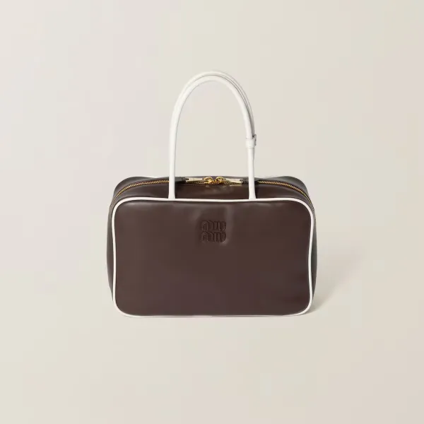 Miu Miu Beau Calfskin Leather Brown Top-Handle Bags
