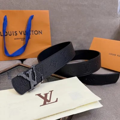 Louis Vuitton Men's Shield Reversible Belt In Black Monorgam Calfskin With Gold/Silver/Gun Black Hardware 40mm