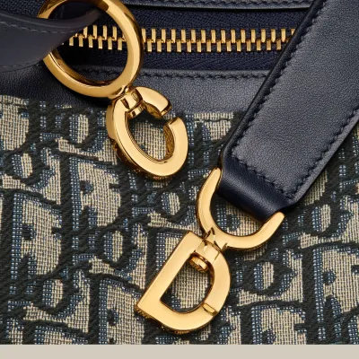 Dior Medium D-Journey Bag in Blue Dior Oblique Jacquard Gold Hardware