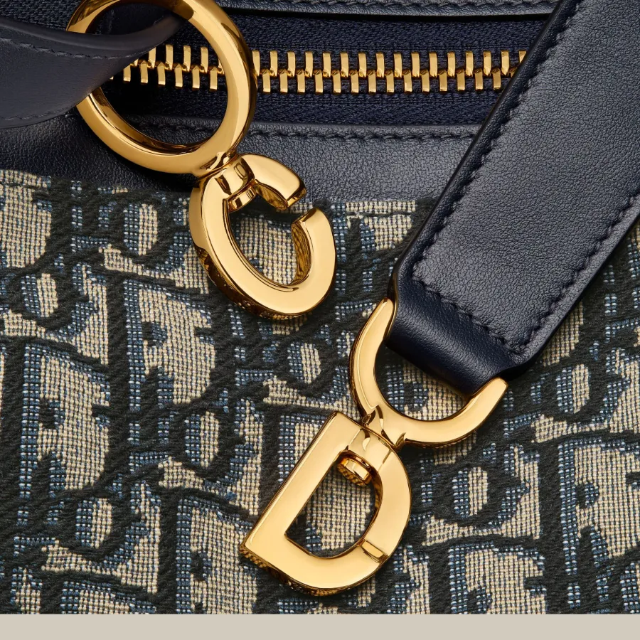 Dior Medium D-Journey Bag in Blue Dior Oblique Jacquard Gold Hardware