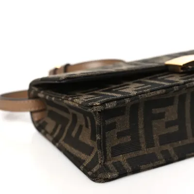 Fendi FF 1974 Wallet On Chain Tobacco/Moro Jacquard Fabric Gold Hardware