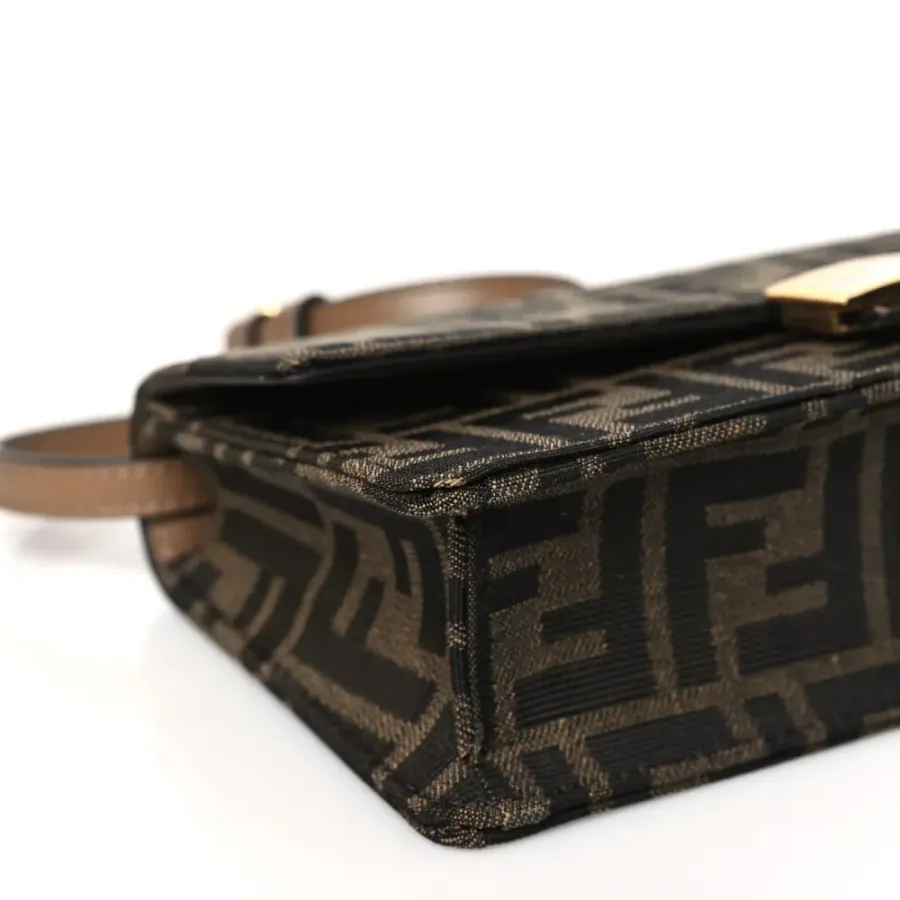 Fendi FF 1974 Wallet On Chain Tobacco/Moro Jacquard Fabric Gold Hardware