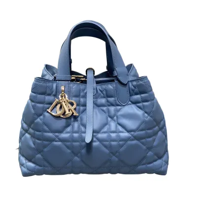 Dior Medium Dior Toujours Bag In White/Tan/Blue/Pale Pink/Burgundy/Cloudy Grey/Stone Grey Macrocannage Calfskin With Gold/Silver Hardware