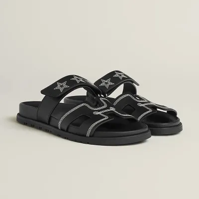 HERMES Chypre Black Slippers