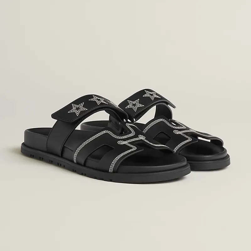 HERMES Chypre Black Slippers