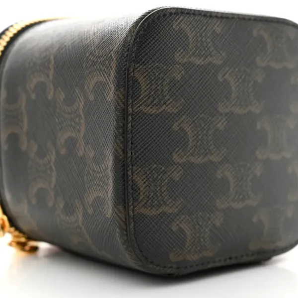 Celine Mini Vanity Case Tan Triomphe Canvas & Calfskin Leather Gold Hardware - Image 4