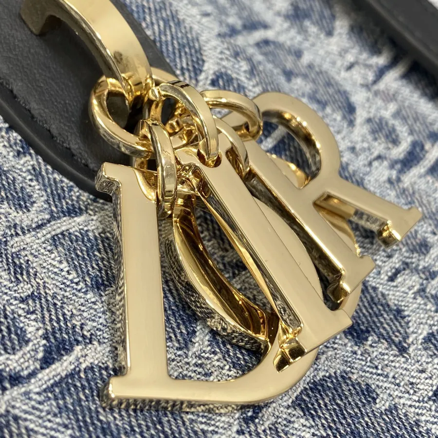 Dior Medium Dior Toujours Bag In Blue Denim Dior Oblique Jacquard With Gold Hardware
