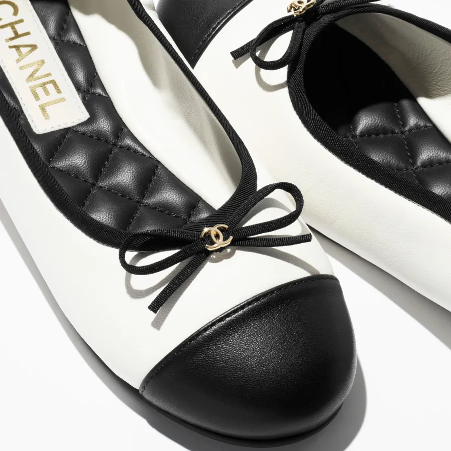 Chanel Early Spring Vacation Series Flat shoes White and Black Ballet  Shoes