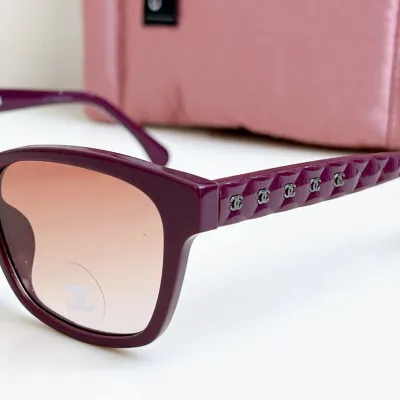 CHANEL square frame glasses red color size 58口17-140