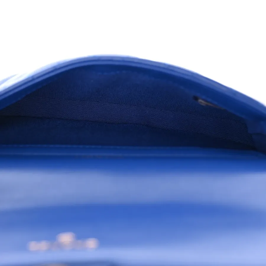 Designer Phone Holder – Blue Quilted Lambskin